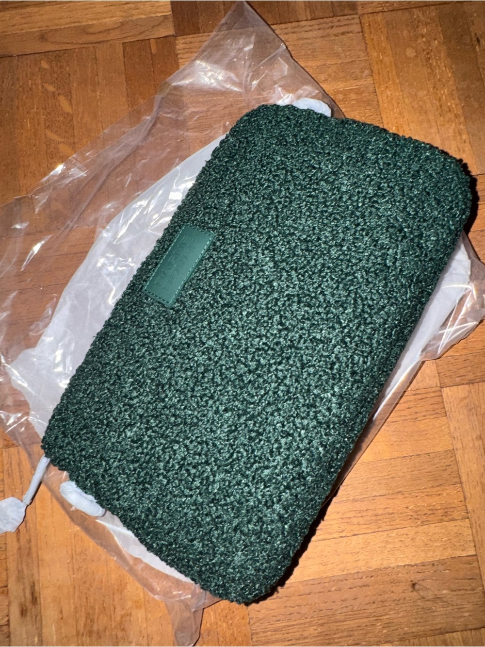 Dagne Dover Nora Cypress Shearling Dark Green Sherpa Clutch Bag